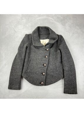 Evisu NWT Women's Size 2 US Wool Blend Cropped Pea Coat Jacket